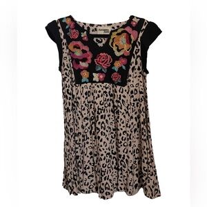 Savanna Jane Floral Embroidered Leopard Print Dress or Tunic